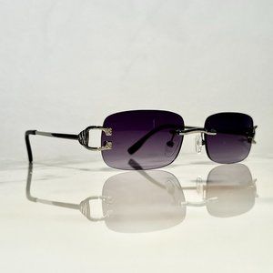Bonano Venician Rimless Silver Frames Sunglasses Glasses Vintage Designer